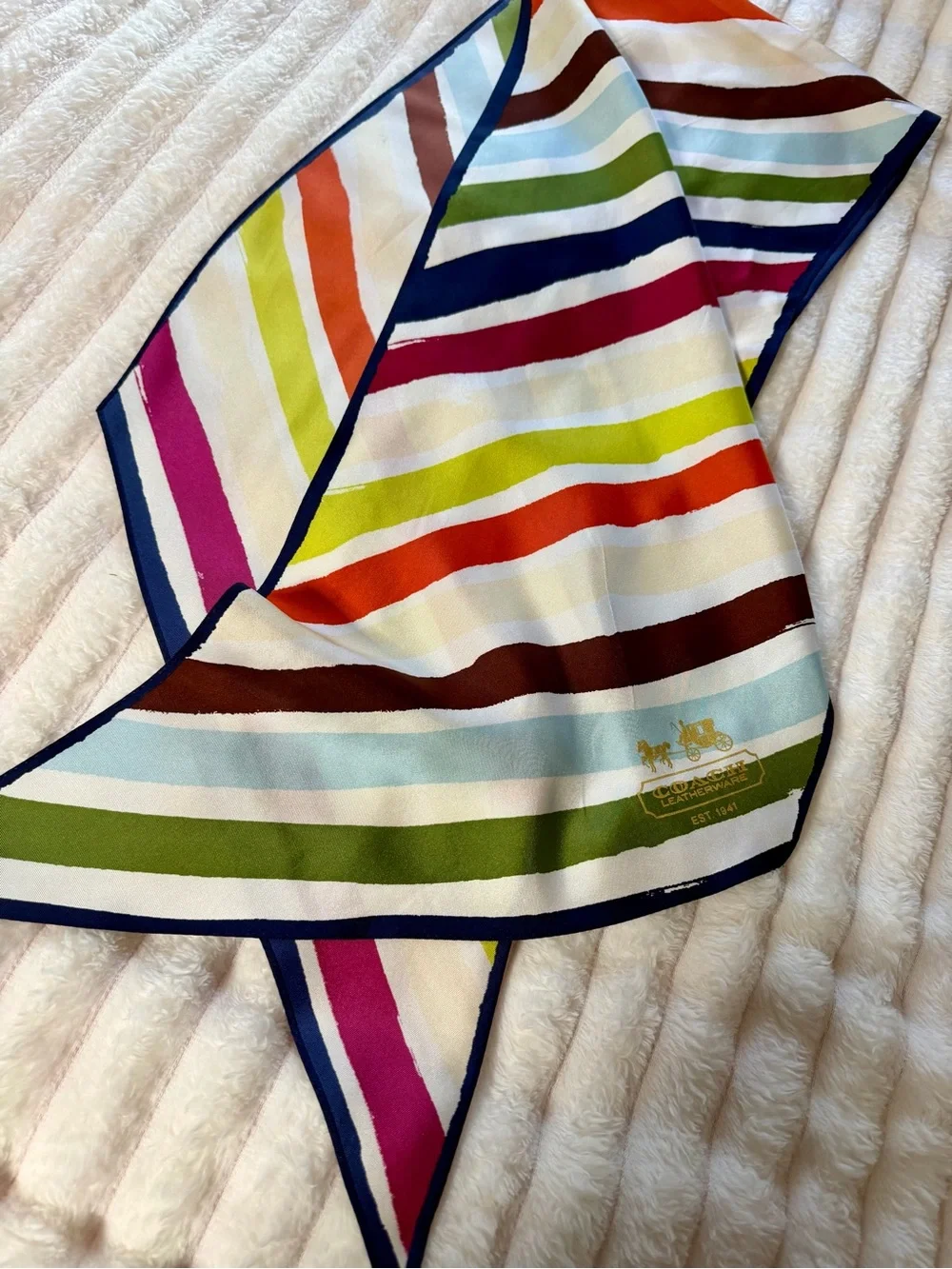 Authentic COACH Legacy Stripe Vintage ~Y2K~ 100% Silk Scarf ~Personal Collection